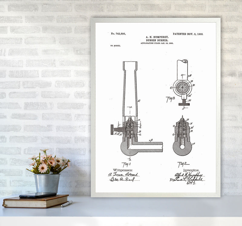 Bunsen Burner Patent Art Print by Jason Stanley A1 Oak Frame