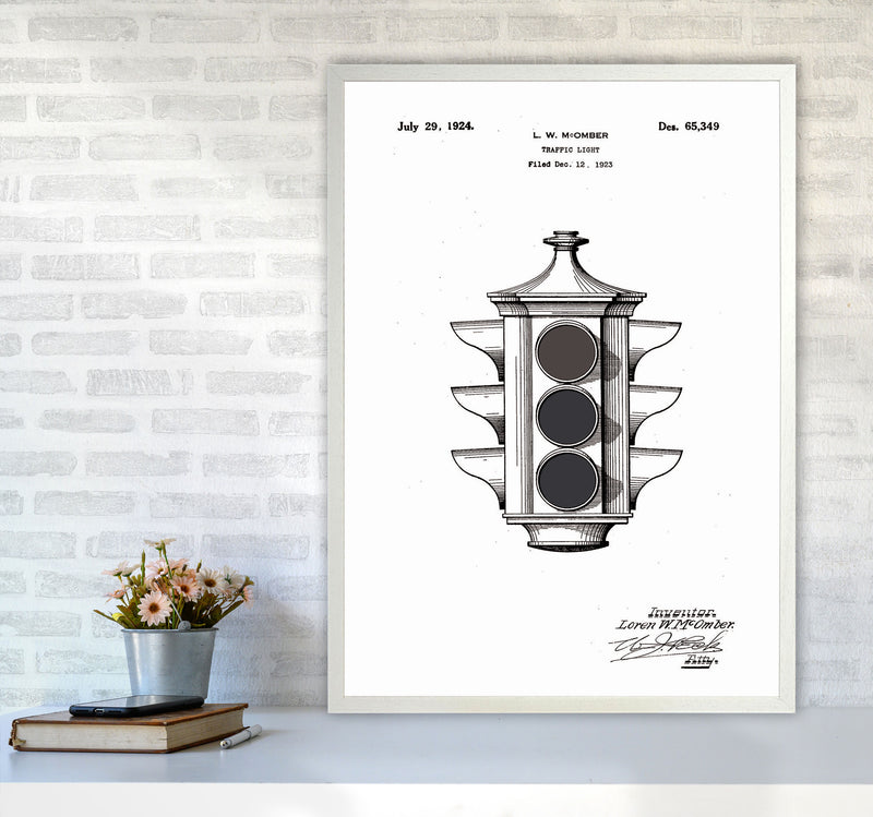 Traffic Light Patent Art Print by Jason Stanley A1 Oak Frame