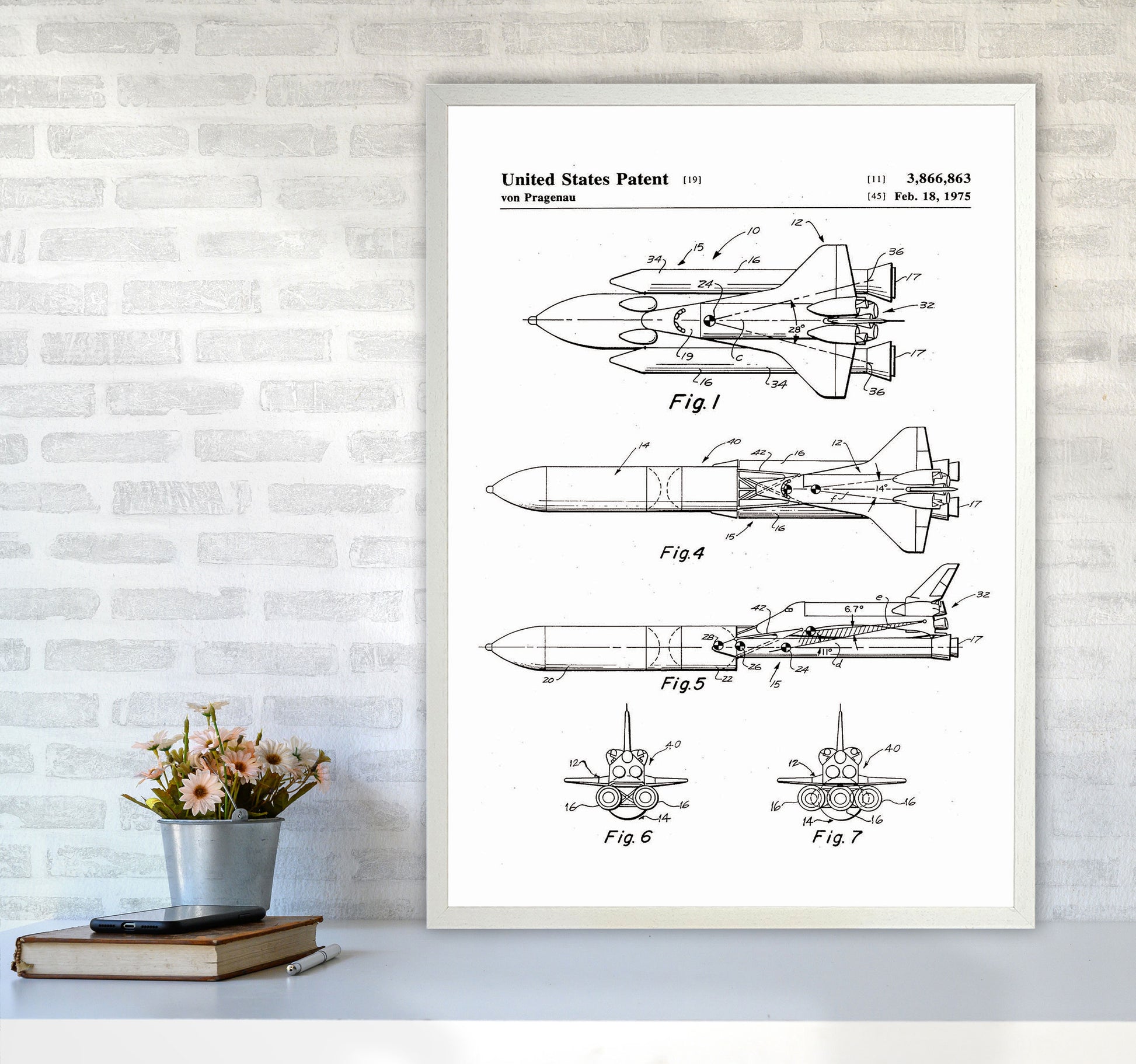 Space Shuttle Patent Art Print by Jason Stanley A1 Oak Frame