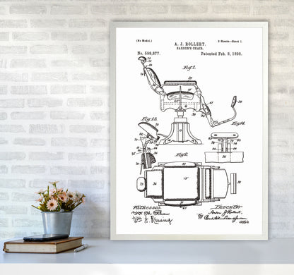 Barber Chair Patent Art Print by Jason Stanley A1 Oak Frame