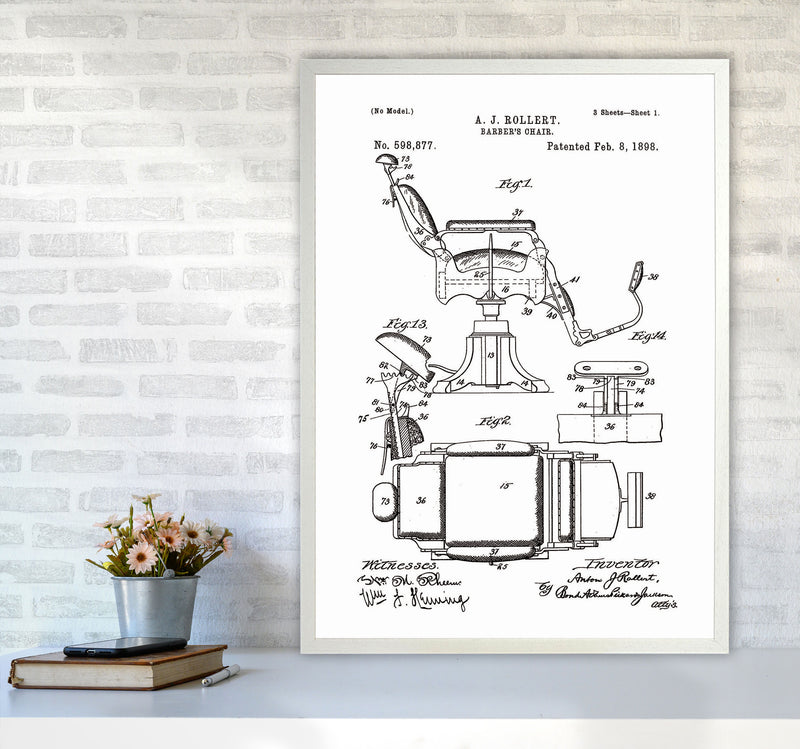 Barber Chair Patent Art Print by Jason Stanley A1 Oak Frame