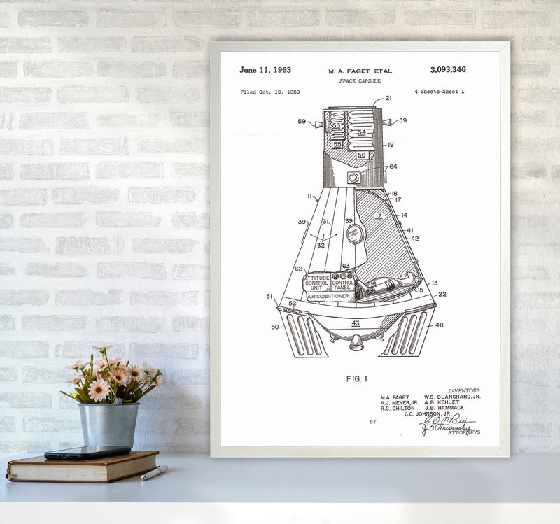 Space Capsule Patent Art Print by Jason Stanley A1 Oak Frame