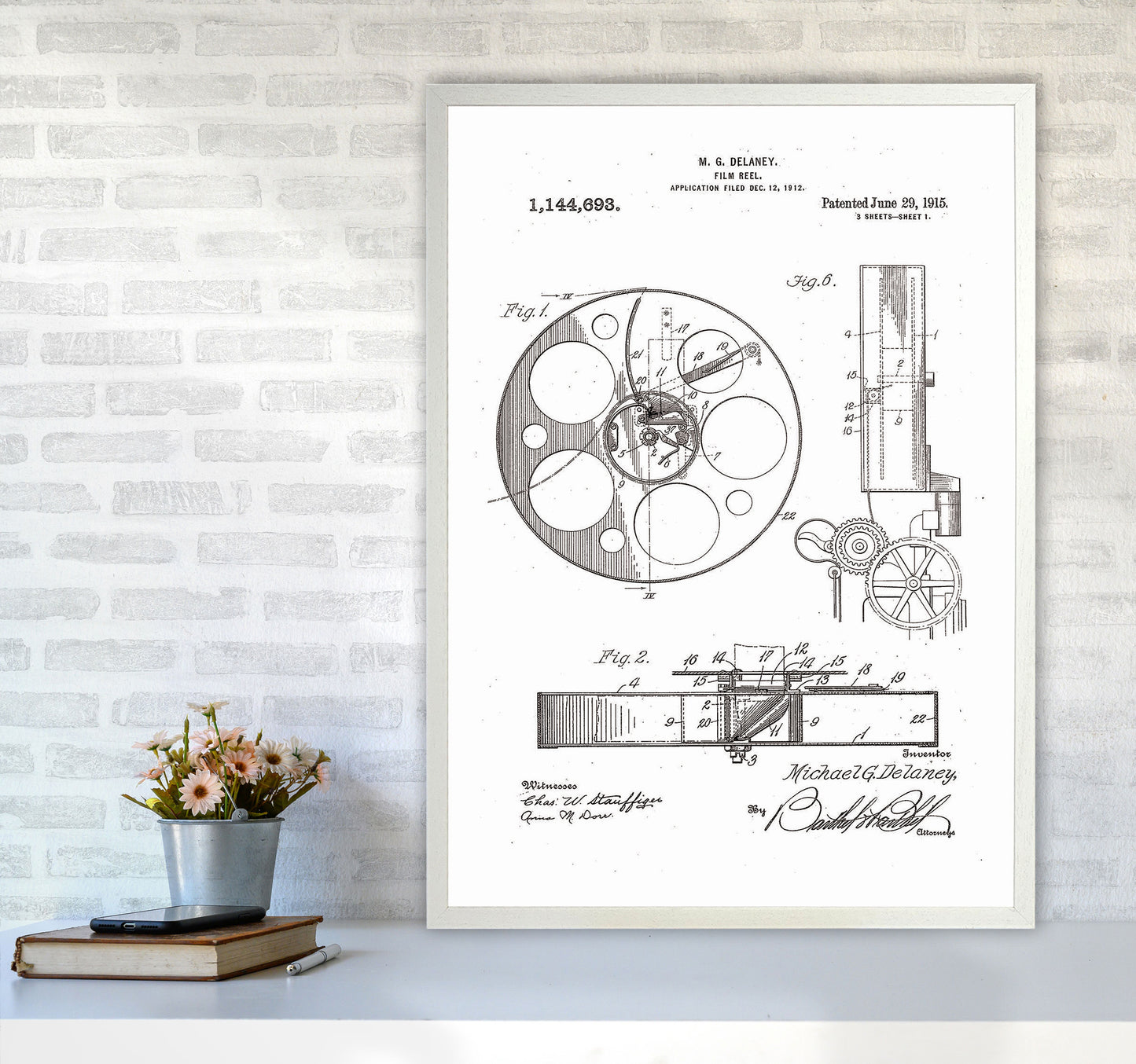 Film Reel Patent 2 Art Print by Jason Stanley A1 Oak Frame