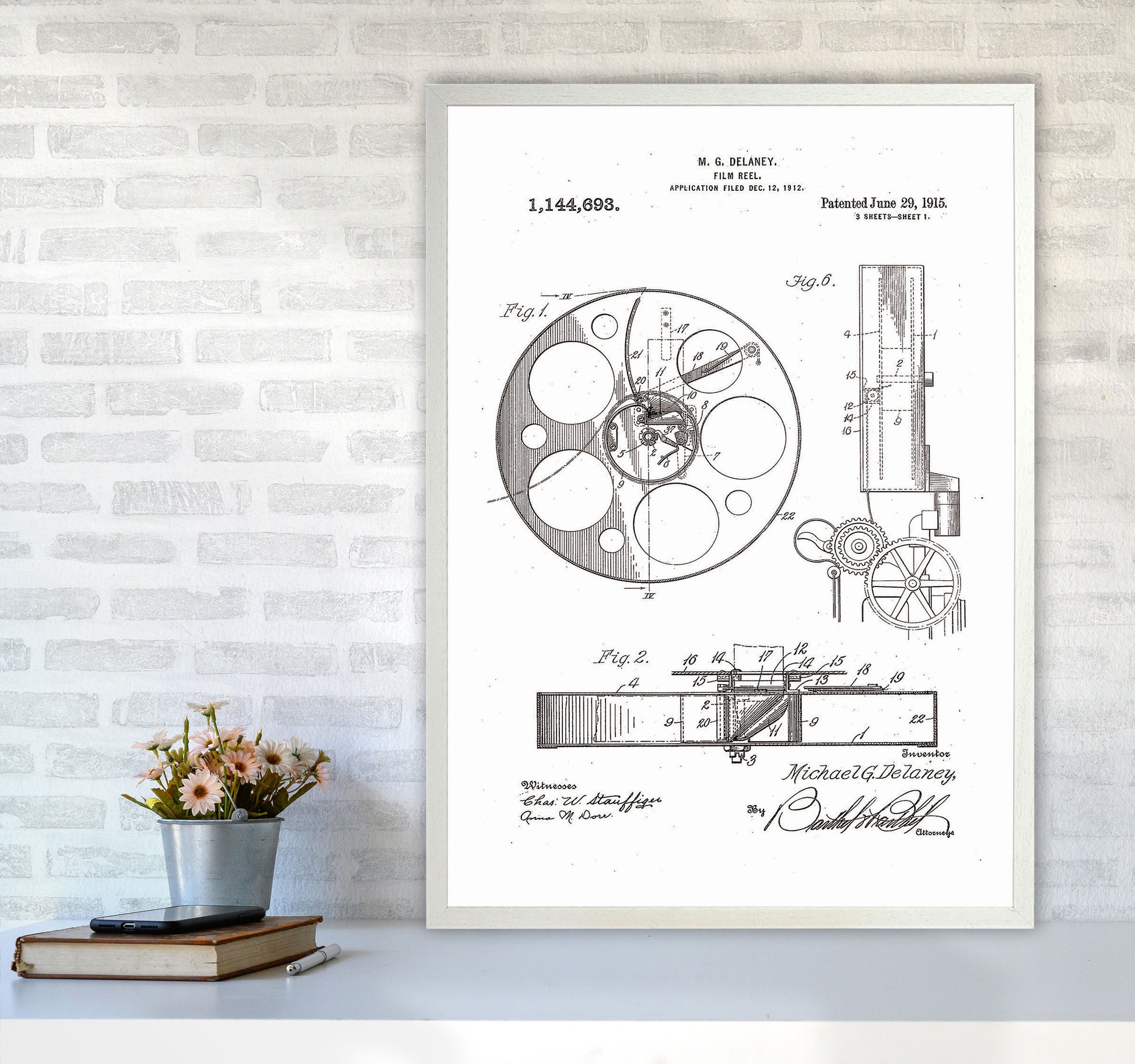 Film Reel Patent 2 Art Print by Jason Stanley A1 Oak Frame