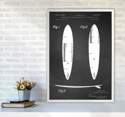 Surfboard Patent 1 Art Print by Jason Stanley A1 Oak Frame