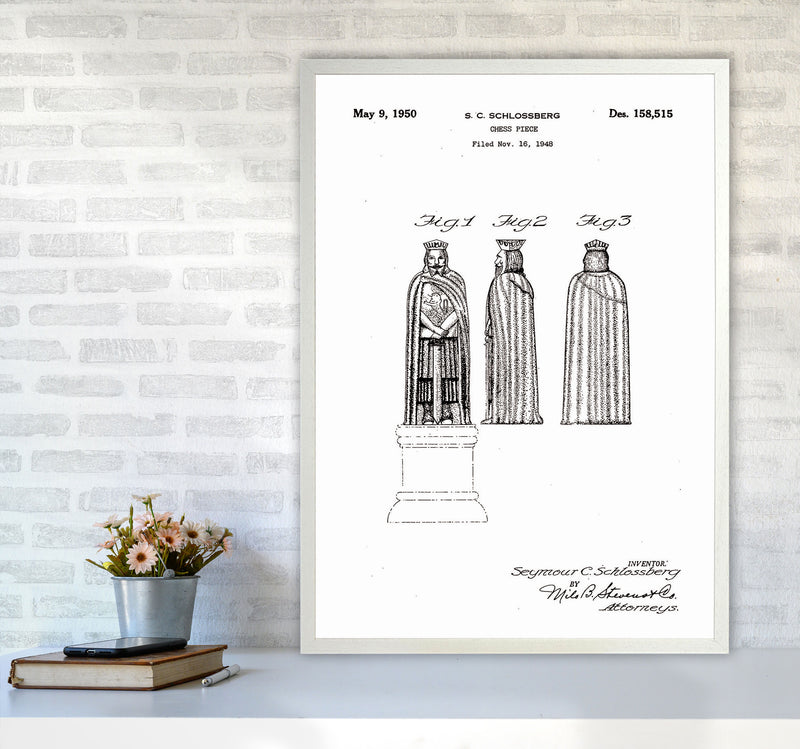Chess Piece Patent Art Print by Jason Stanley A1 Oak Frame