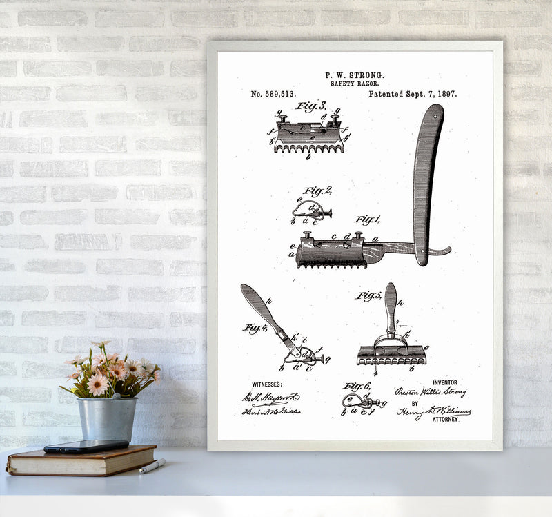 Safety Razor Patent Art Print by Jason Stanley A1 Oak Frame