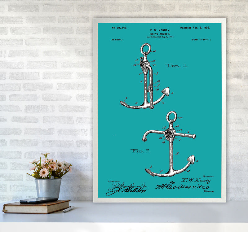 Anchor Patent Blue Art Print by Jason Stanley A1 Oak Frame