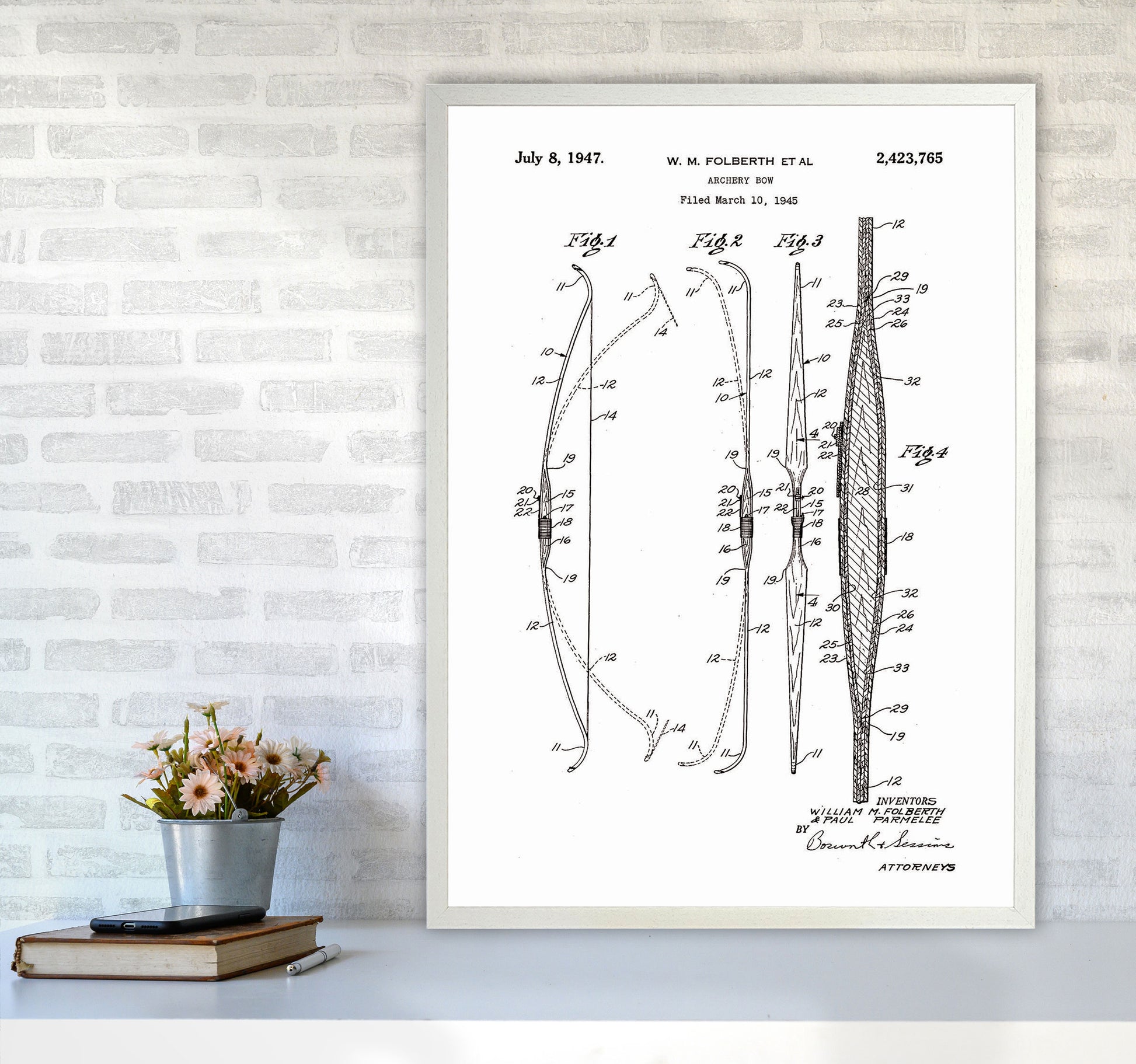 Archery Bow Patent Art Print by Jason Stanley A1 Oak Frame