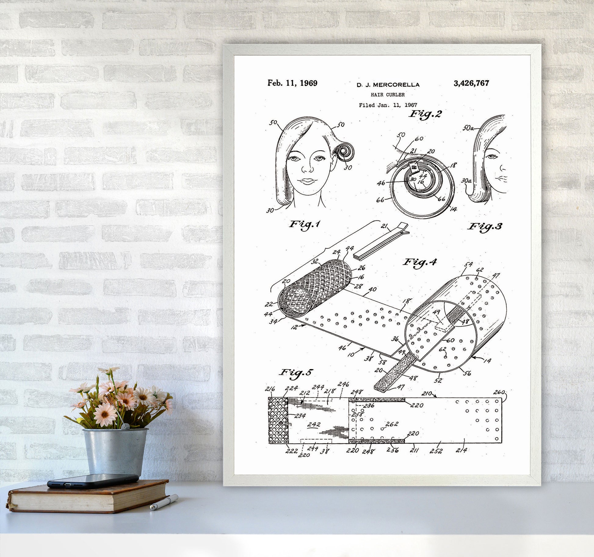 Hair Curler Patent Art Print by Jason Stanley A1 Oak Frame
