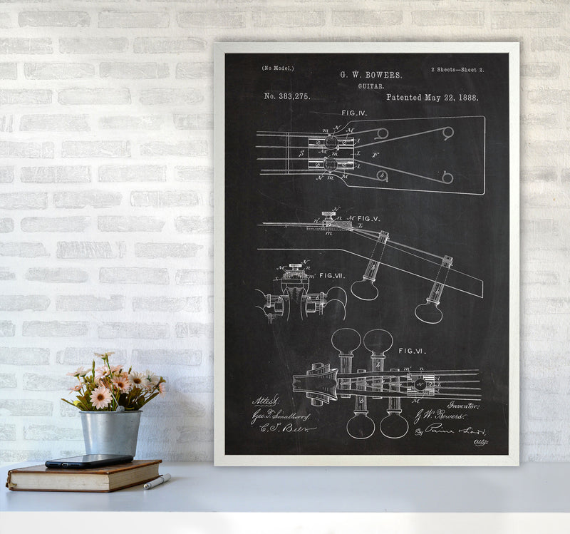 Guitar Neck Patent Art Print by Jason Stanley A1 Oak Frame