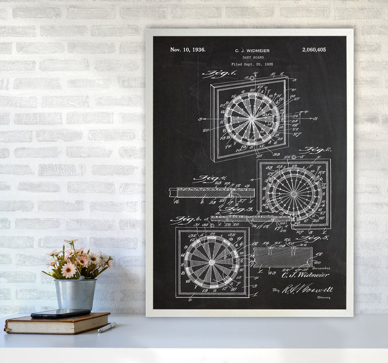 Dart Board Patent Art Print by Jason Stanley A1 Oak Frame