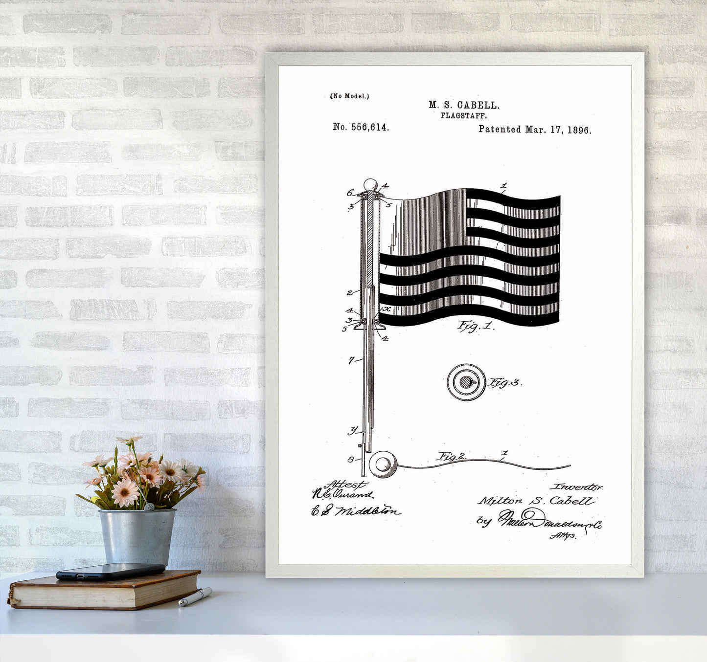 Flagstaff Patent Art Print by Jason Stanley A1 Oak Frame