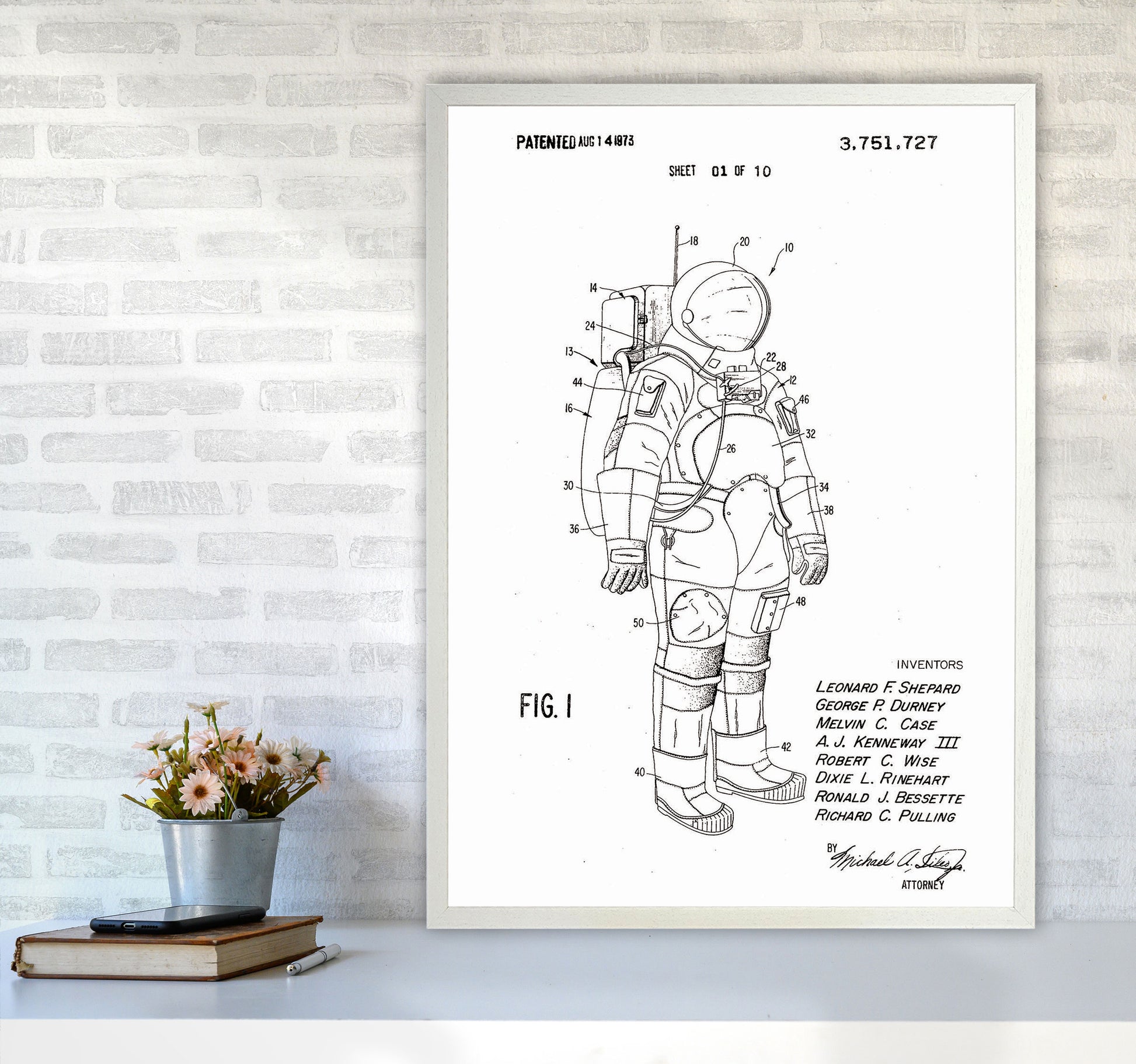 Spacesuit Patent Art Print by Jason Stanley A1 Oak Frame