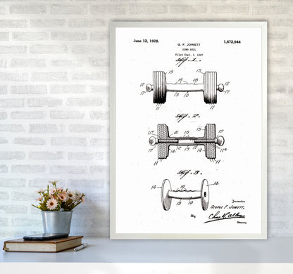 Dumb Bell Patent Art Print by Jason Stanley A1 Oak Frame