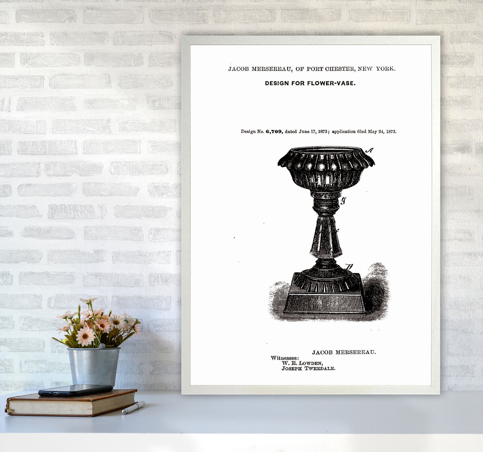 Flower Vase Patent Art Print by Jason Stanley A1 Oak Frame