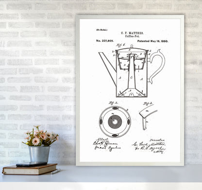 Coffee Pot Patent Art Print by Jason Stanley A1 Oak Frame