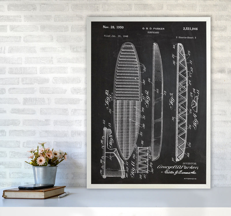 Surfboard Patent Art Print by Jason Stanley A1 Oak Frame