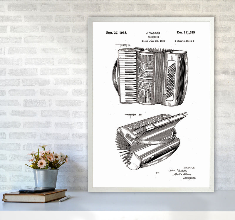 Accordian Patent Art Print by Jason Stanley A1 Oak Frame