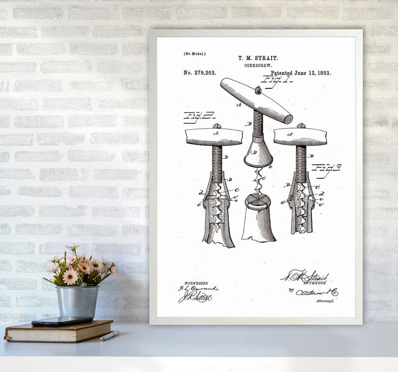 Corkscrew Patent Art Print by Jason Stanley A1 Oak Frame