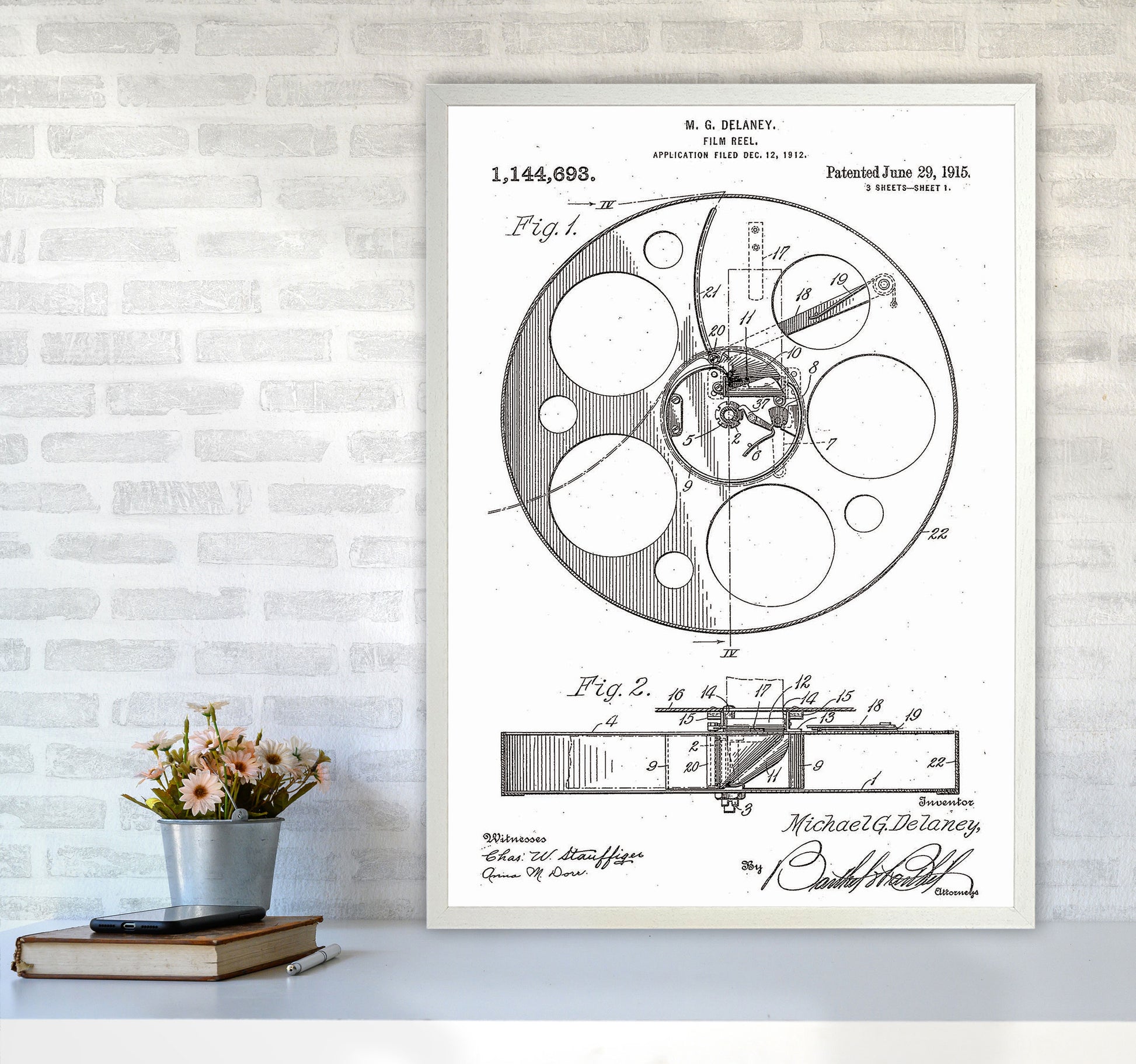 Film Reel Patent Art Print by Jason Stanley A1 Oak Frame