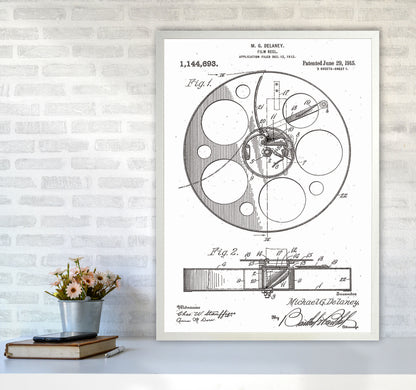 Film Reel Patent Art Print by Jason Stanley A1 Oak Frame
