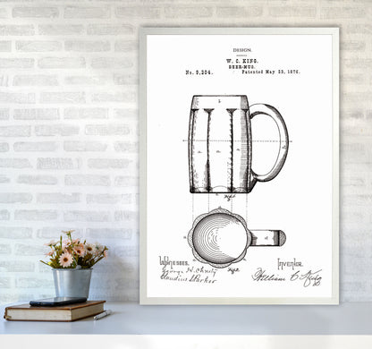 Beer Mug Patent 2 Art Print by Jason Stanley A1 Oak Frame