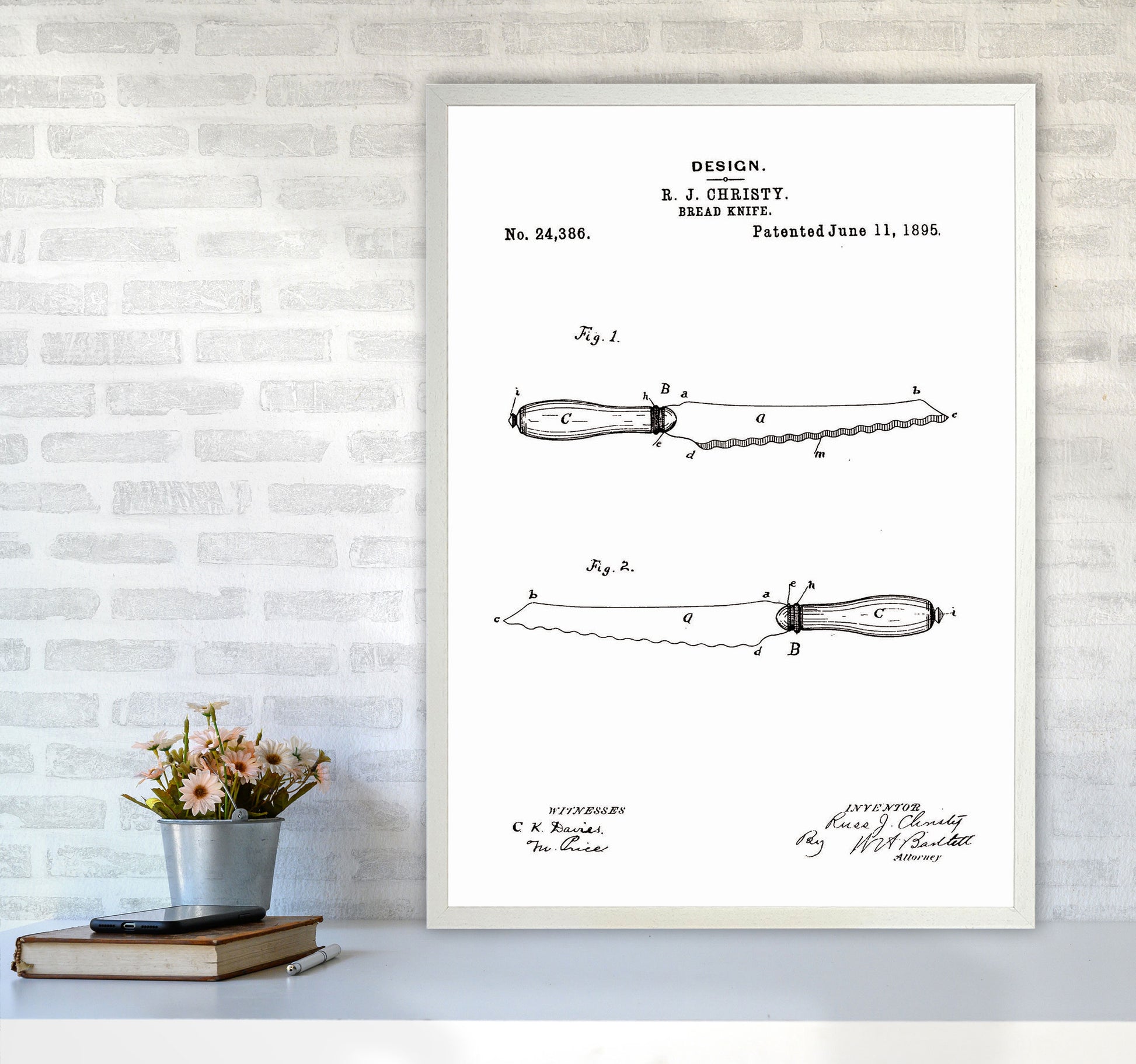 Bread Knife Patent Art Print by Jason Stanley A1 Oak Frame