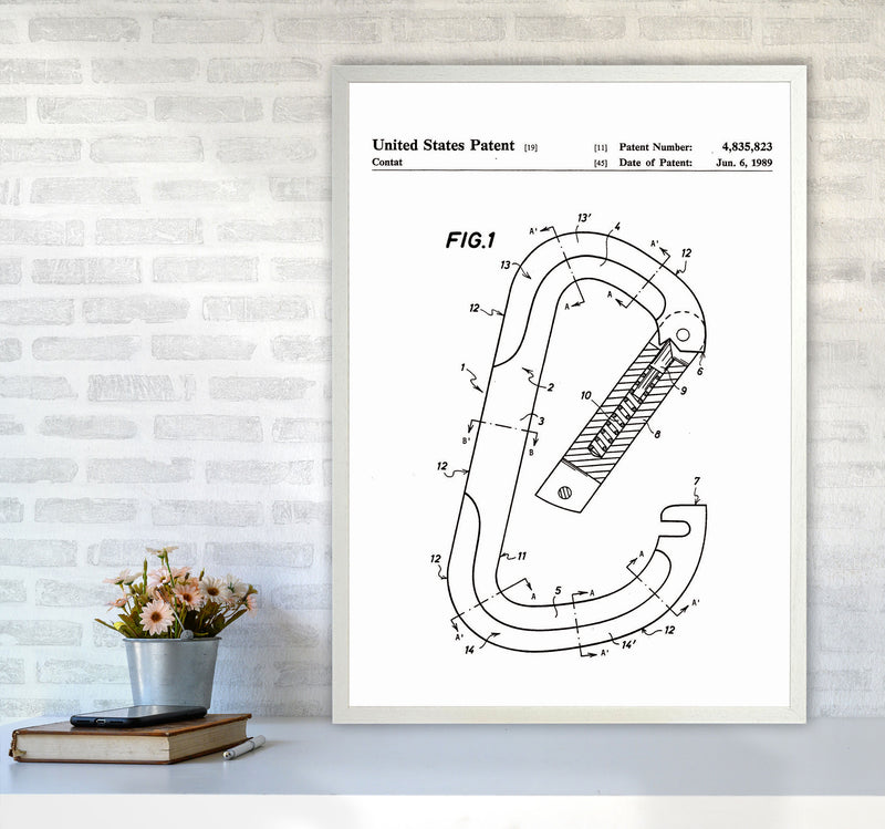 Caribiner Patent Art Print by Jason Stanley A1 Oak Frame