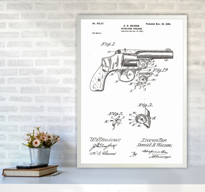 Revolver Patent Art Print by Jason Stanley A1 Oak Frame