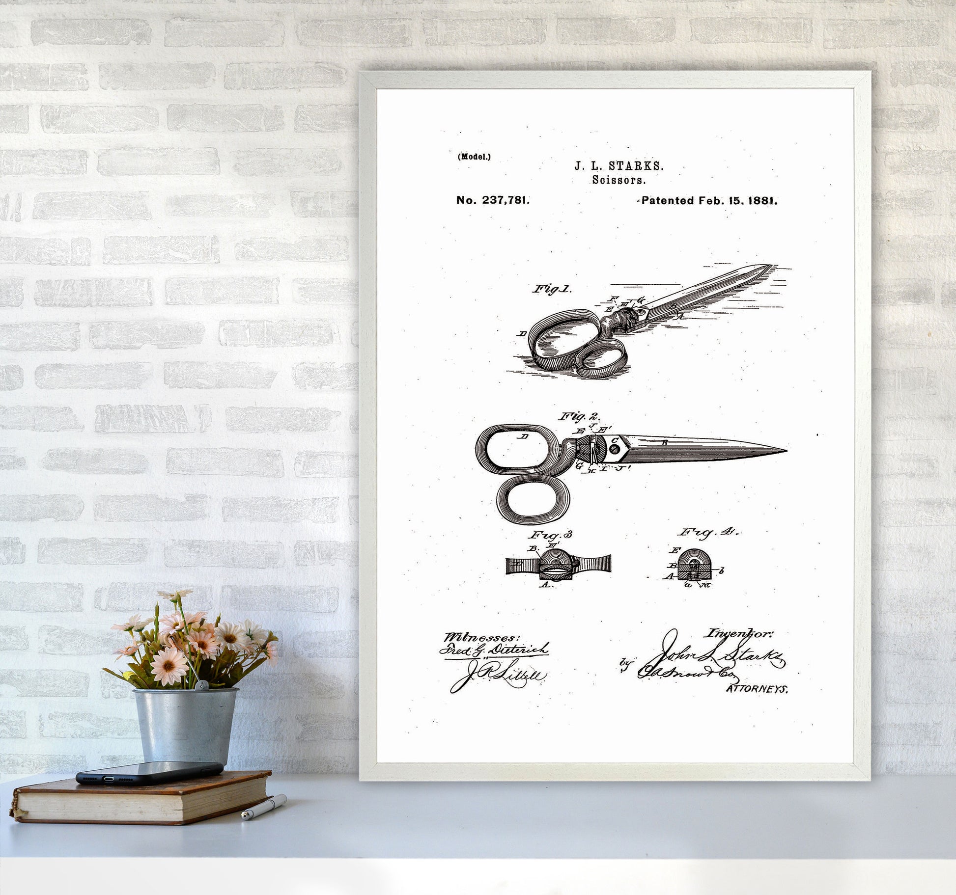 Scissors Patent Art Print by Jason Stanley A1 Oak Frame