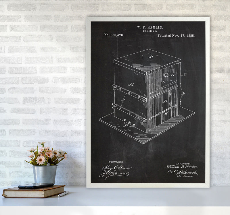 Bee Hive Patent Art Print by Jason Stanley A1 Oak Frame