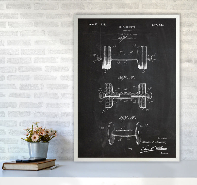 Dumbbell Patent Art Print by Jason Stanley A1 Oak Frame
