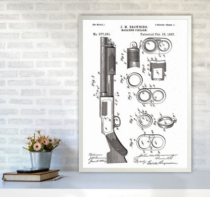 Shotgun Patent Art Print by Jason Stanley A1 Oak Frame