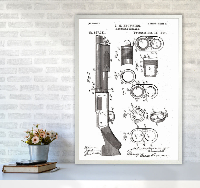 Shotgun Patent Art Print by Jason Stanley A1 Oak Frame