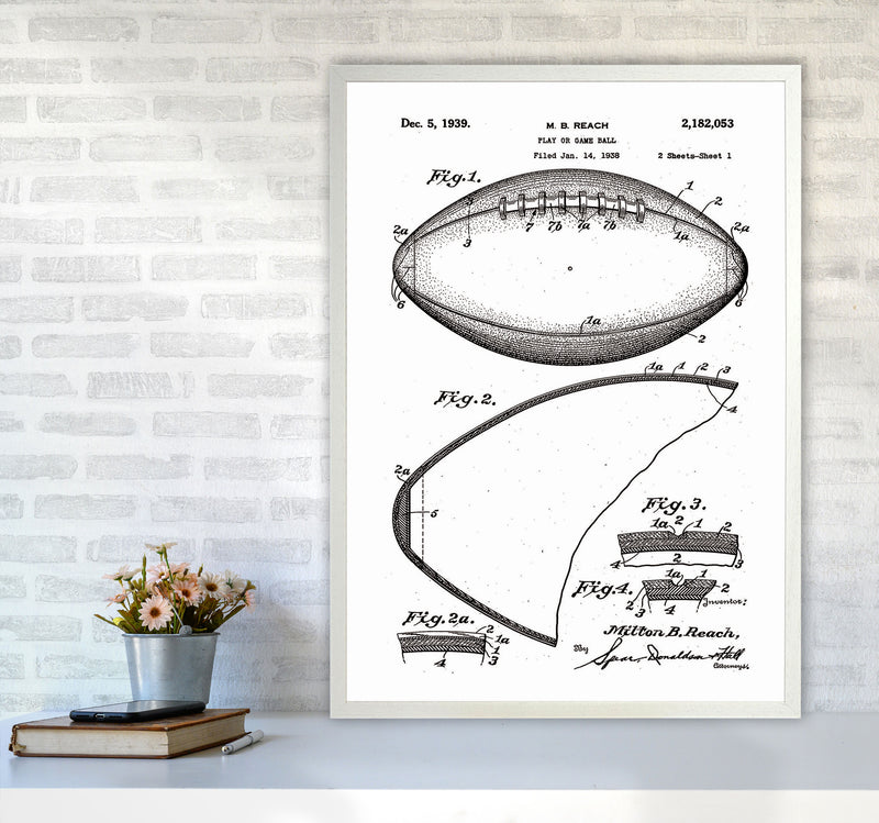 Football Patent Art Print by Jason Stanley A1 Oak Frame