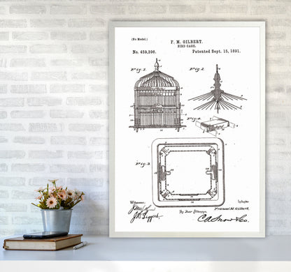 Bird Cage Patent Art Print by Jason Stanley A1 Oak Frame
