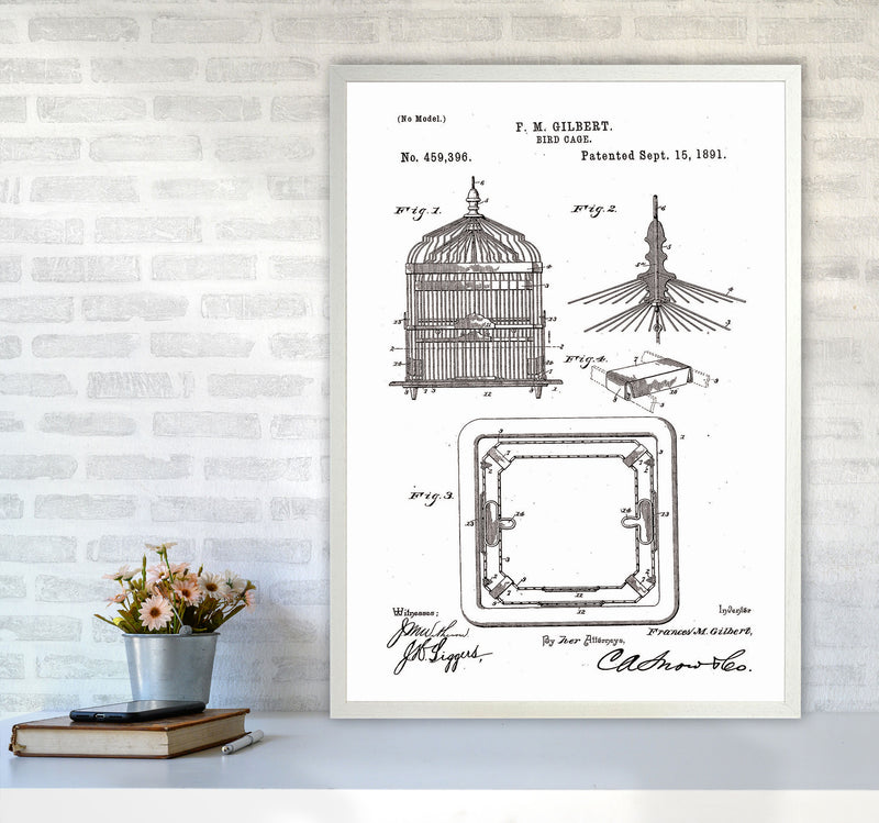 Bird Cage Patent Art Print by Jason Stanley A1 Oak Frame