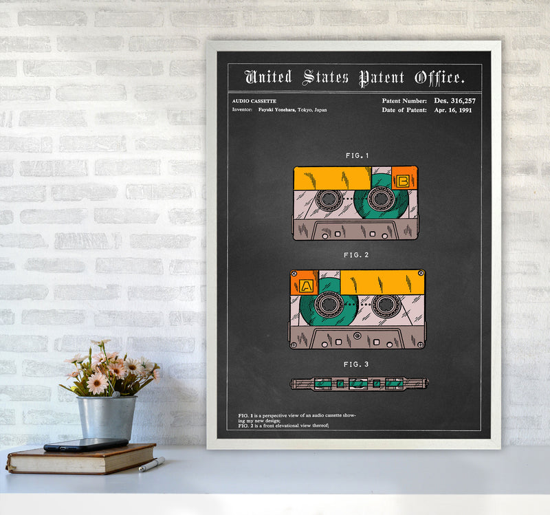 Casette Tape Art Print by Jason Stanley A1 Oak Frame