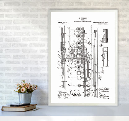 Flute Patent Art Print by Jason Stanley A1 Oak Frame