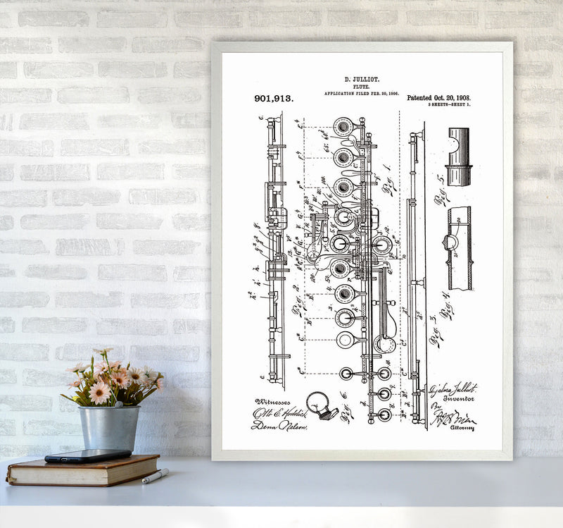 Flute Patent Art Print by Jason Stanley A1 Oak Frame