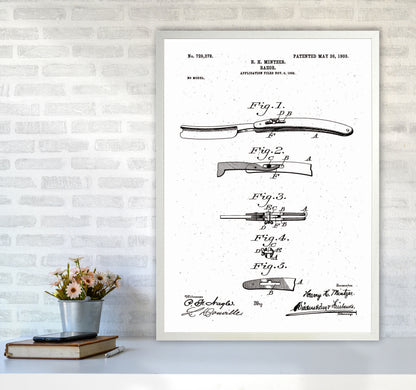 Razor Patent Art Print by Jason Stanley A1 Oak Frame