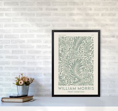 William Morris- Green Wild Flowers Art Print by Jason Stanley A2 White Frame
