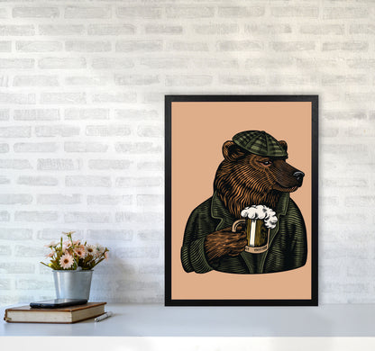 Frosty The Bear With A Frosty Beer Art Print by Jason Stanley A2 White Frame