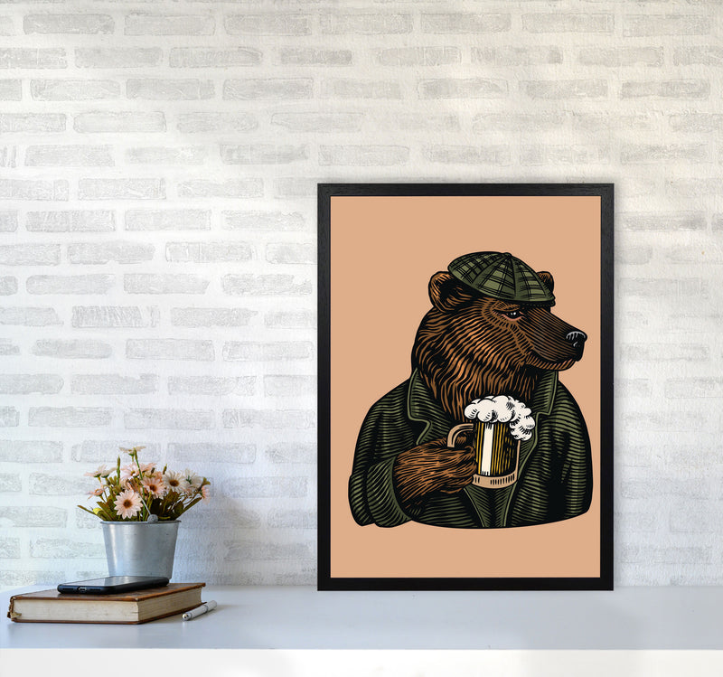Frosty The Bear With A Frosty Beer Art Print by Jason Stanley A2 White Frame