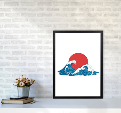 Japenses Wave Sunset Art Print by Jason Stanley A2 White Frame