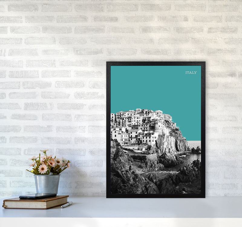 Halftone Italy Blue Art Print by Jason Stanley A2 White Frame