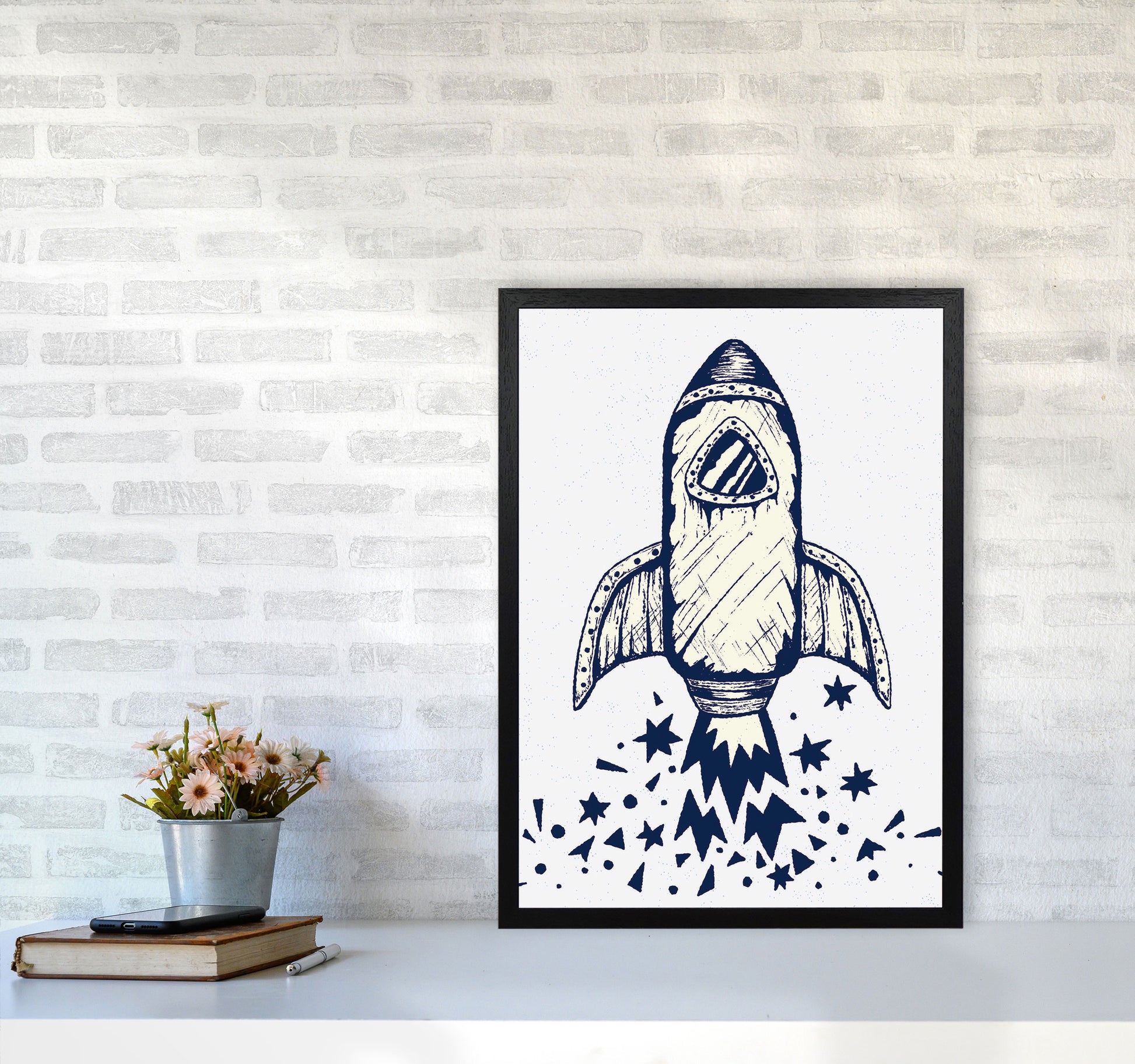5-4-3-2-1-Blastoff Art Print by Jason Stanley A2 White Frame