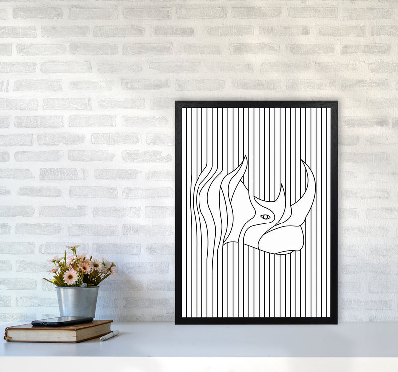 Line Drawing Rhino Art Print by Jason Stanley A2 White Frame