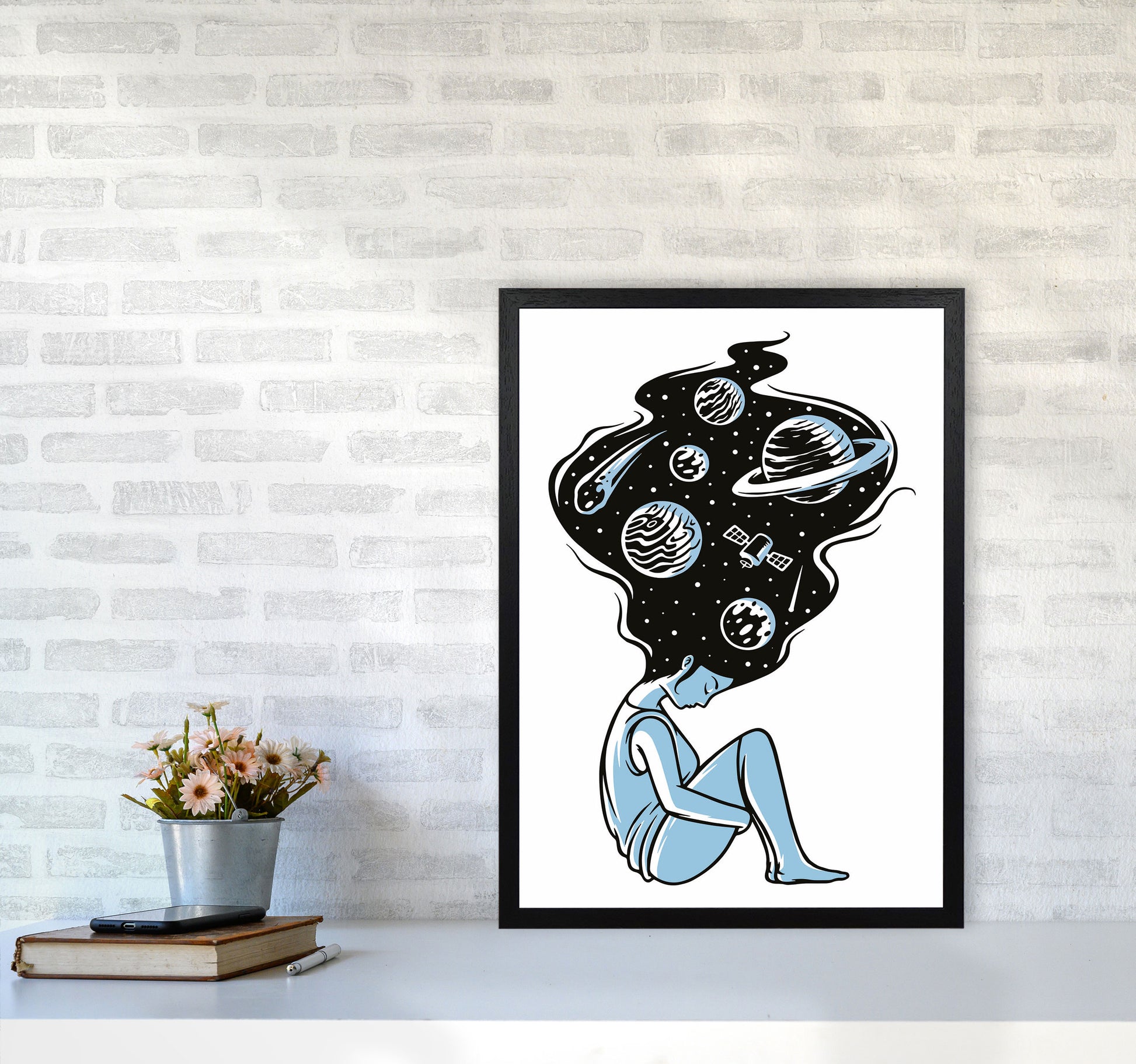 Head In The Clouds Art Print by Jason Stanley A2 White Frame